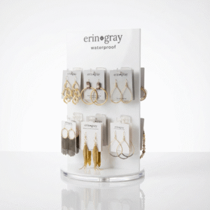 Rotating Earring Display Stands – Premium White Acrylic Double-Sided Showcase